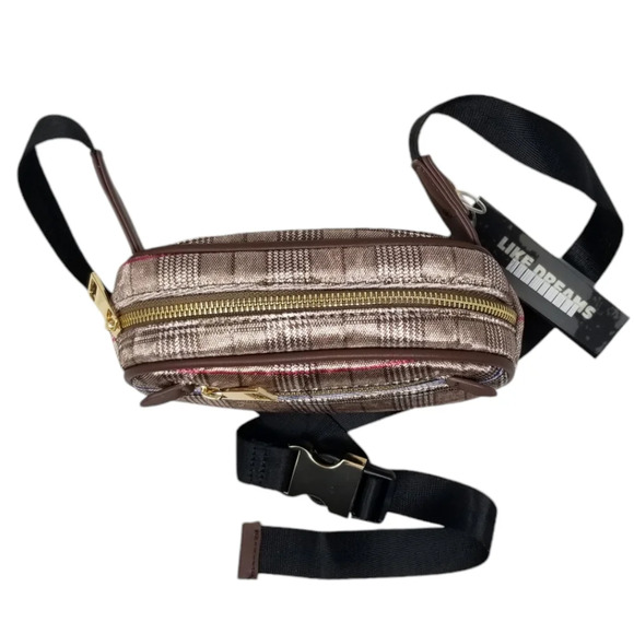 Brown Plaid Waist Bag, belt bag, fannypack, chest bag - Picture 6 of 9
